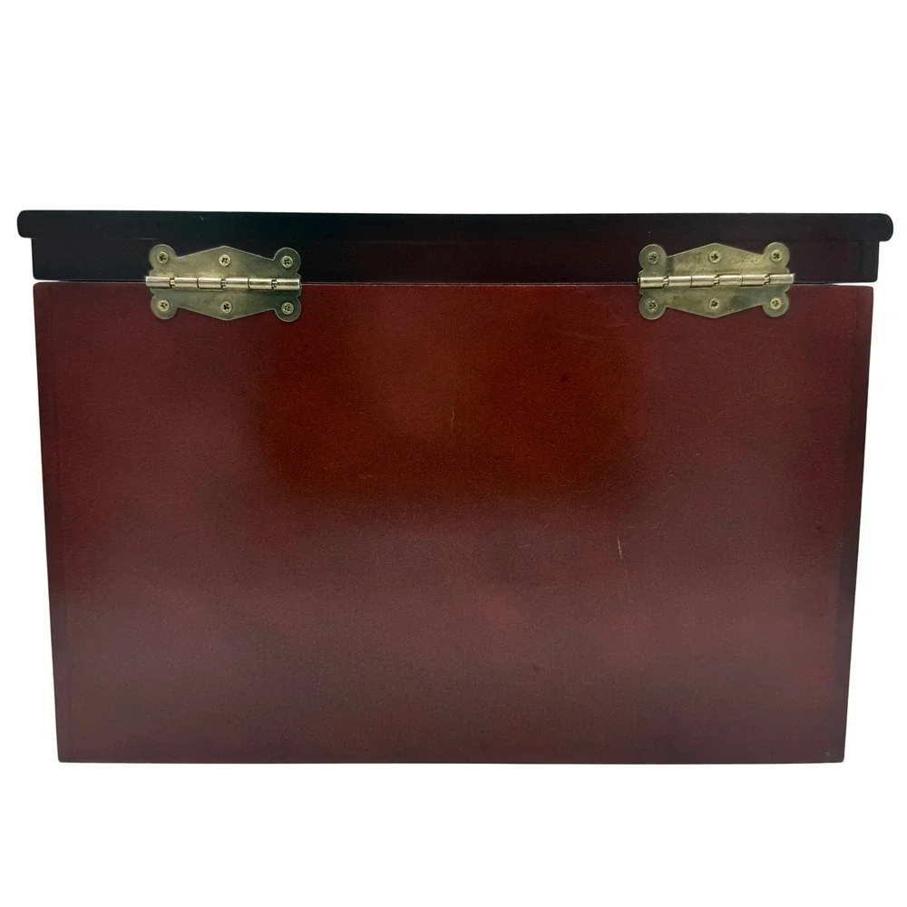 Vintage Mahogany Jewelry Chest Mirror Hidden Compartment Brass Hardware Drawers